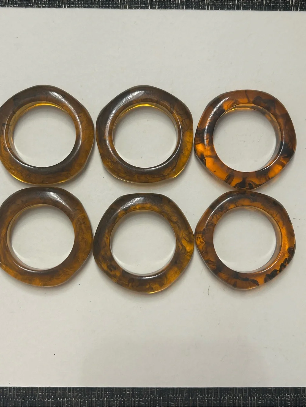 Amber Faux Tortoise Shell Resin Napkin Rings Set of 6 Crown & Ivy